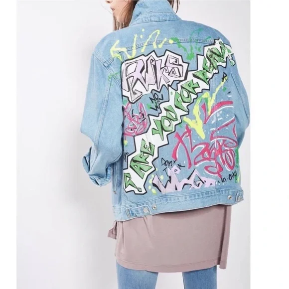 Topshop distressed top denim jacket